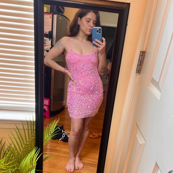 NWOT Lucy In The Sky Iridescent Pink Dress - Picture 7 of 14